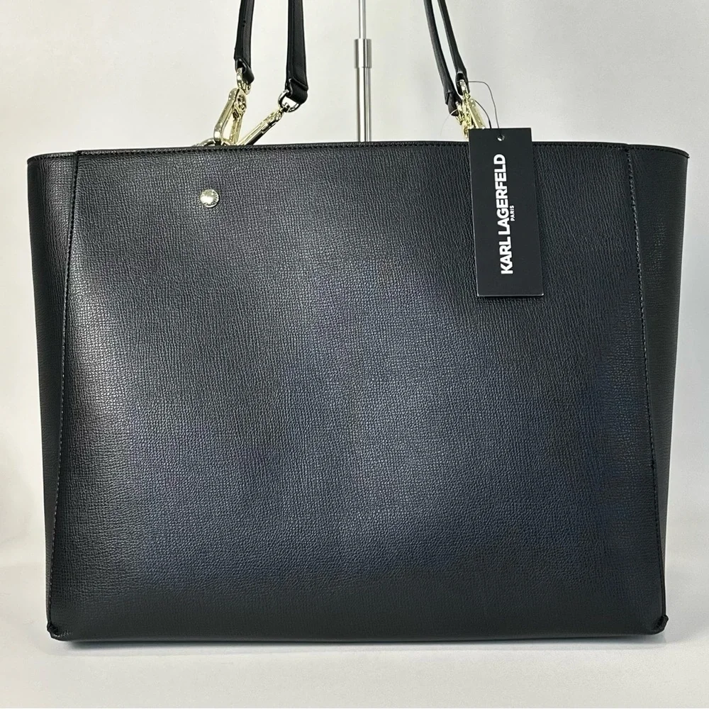 NEW Karl Lagerfeld Paris Adele Tote Carryall Bag in Black